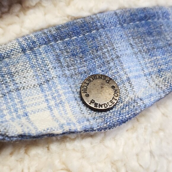 Pendleton Hi-Pile Fuzzy Sherpa Full Zip Fleece Jacket Ivory, Plaid Trim Women XL - Picture 4 of 12